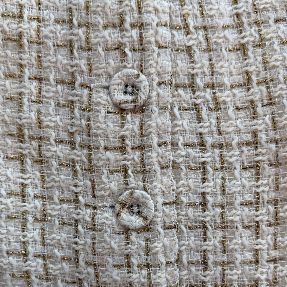 Reformation Cream Tweed Button-Front Mini Dress (6) - Picture 4 of 6